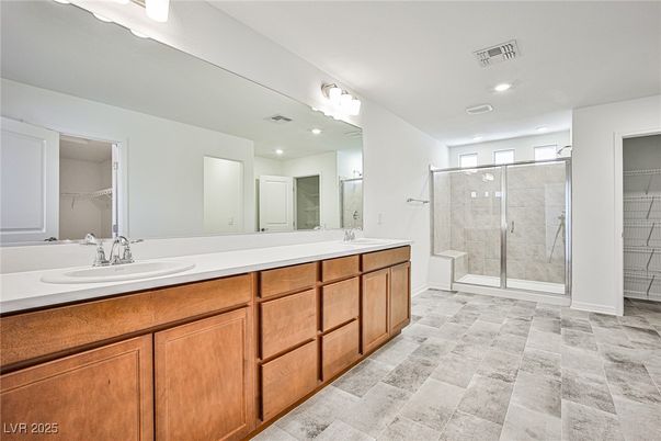 Bathroom, Dual Sink Vanities, Glass Shower, Interior, Recessed Lighting
