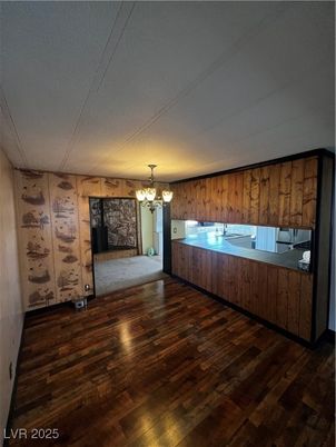 Chandelier, Empty room, Fireplace, Interior, Wood Texture Flooring, Wooden Walls