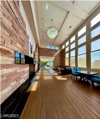 Interior, Pendant Lights, Recessed Lighting, Stone Walls, Wood Texture Flooring, Wooden Walls
