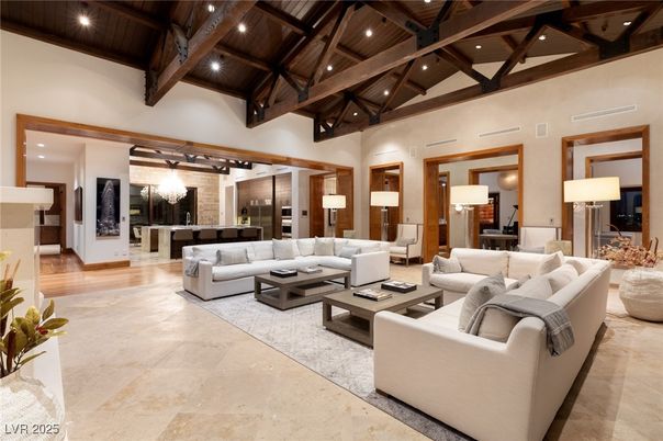 Interior, Living room, Pendant Lights, Recessed Lighting, Wooden Beams, Wooden Ceilings