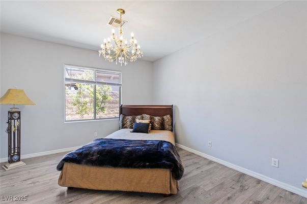 Bedroom, Chandelier, Interior, Wood Texture Flooring