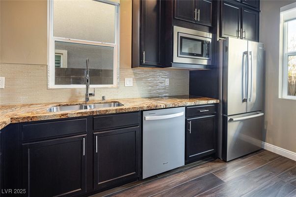 Interior, Kitchen, Stainless Steel Appliances, Wood Texture Flooring