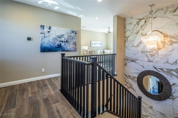 Chandelier, Interior, Marble Walls, Recessed Lighting, Wood Texture Flooring