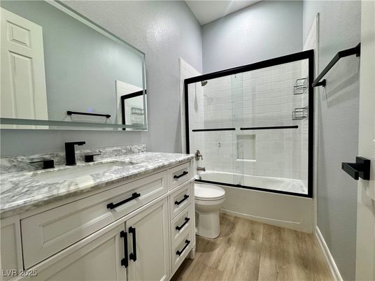 Bathroom, Glass Shower, Interior, Wood Texture Flooring