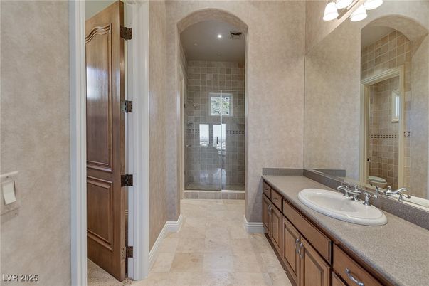 Bathroom, Dual Sink Vanities, Glass Shower, Interior, Recessed Lighting
