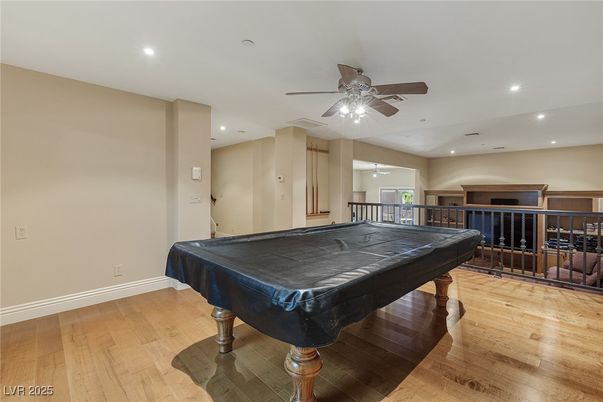 Billiard Table, Game Room, Interior, Recessed Lighting, Wood Texture Flooring