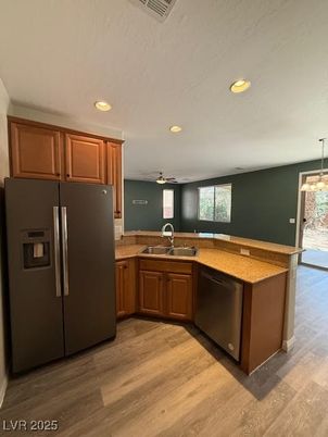 Interior, Kitchen, Pendant Lights, Recessed Lighting, Wood Texture Flooring