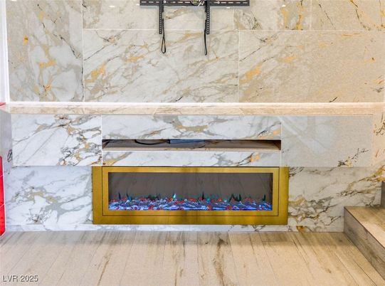 Fireplace, Interior, Marble Walls, Wood Texture Flooring