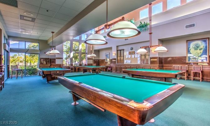 Billiard Table, Game Room, Interior, Pendant Lights