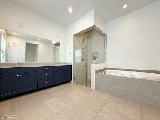 Bathroom, Dual Sink Vanities, Glass Shower, Interior, Recessed Lighting