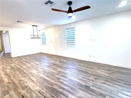Empty room, Interior, Pendant Lights, Wood Texture Flooring