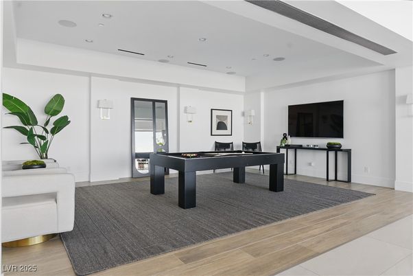 Billiard Table, Game Room, Interior, Recessed Lighting, Wood Texture Flooring