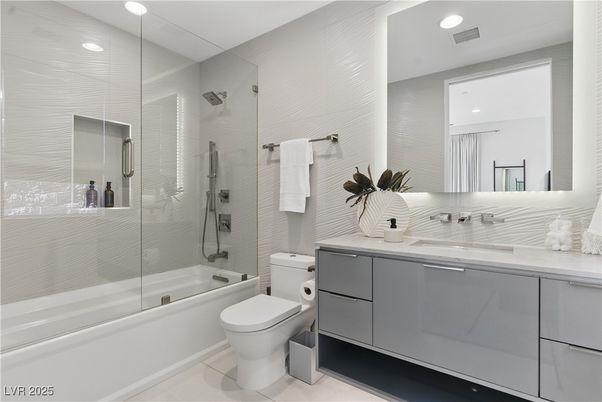 Bathroom, Glass Shower, Interior, Recessed Lighting