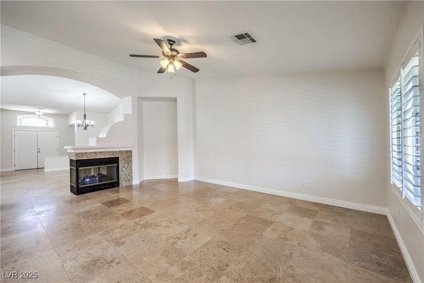 Chandelier, Empty room, Fireplace, Interior, Pendant Lights