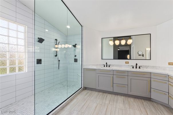 Bathroom, Dual Sink Vanities, Glass Shower, Interior