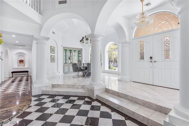 Chandelier, Interior, Marble, Recessed Lighting