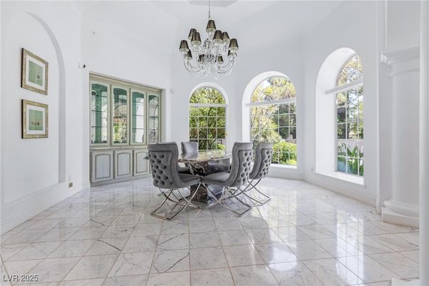 Chandelier, Dining room, Interior, Marble