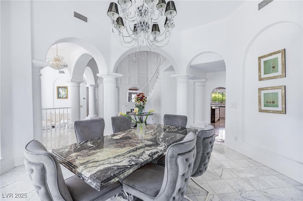 Chandelier, Dining room, Interior, Marble