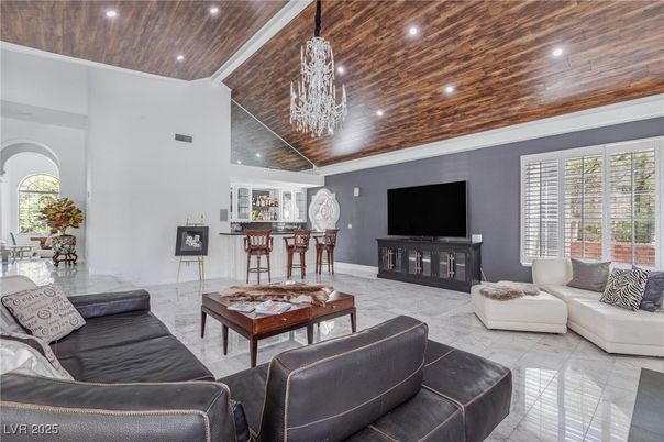 Chandelier, Interior, Living room, Recessed Lighting, Wooden Ceilings