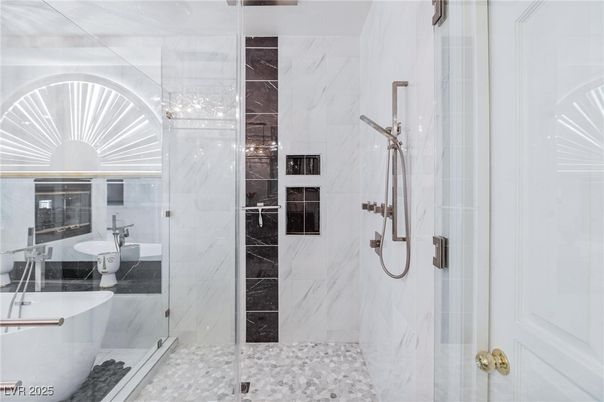 Bathroom, Glass Shower, Interior, Marble Walls
