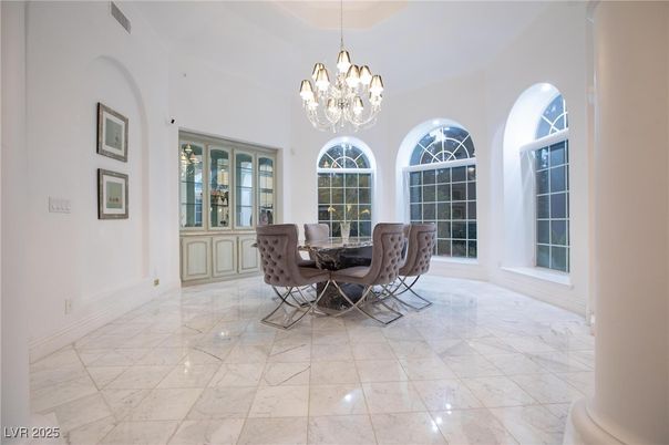 Chandelier, Dining room, Interior, Marble