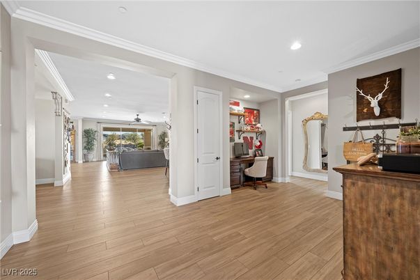 Home Office, Interior, Recessed Lighting, Wood Texture Flooring