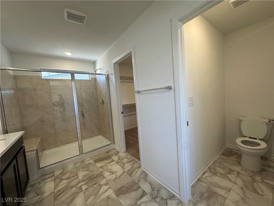 Bathroom, Glass Shower, Interior, Marble, Recessed Lighting