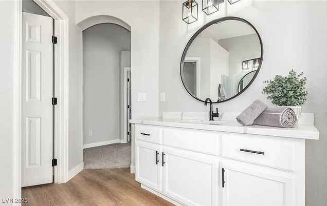 Bathroom, Dual Sink Vanities, Interior, Wood Texture Flooring