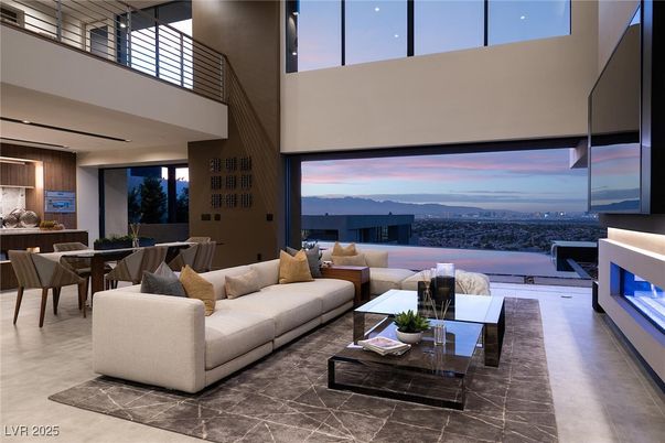 Dining room, Fireplace, Interior, Living room, Recessed Lighting