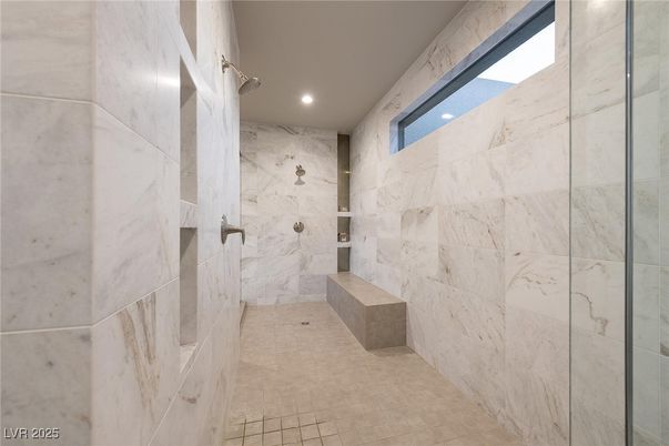 Bathroom, Interior, Marble Walls, Recessed Lighting