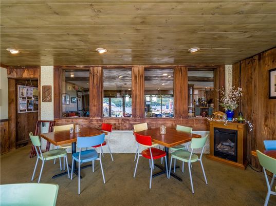 Dining room, Fireplace, Interior, Recessed Lighting, Wooden Walls