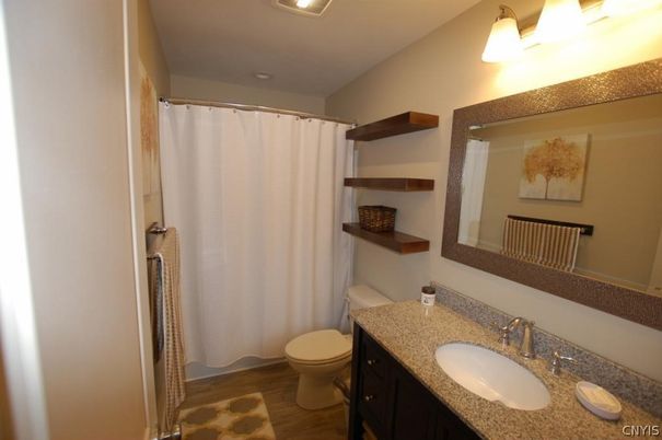 Bathroom, Interior, Recessed Lighting, Wood Texture Flooring