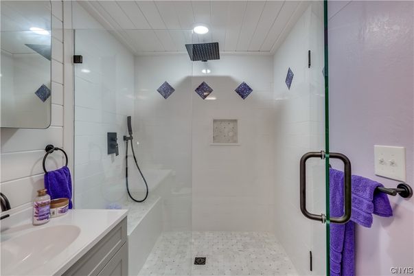 Bathroom, Glass Shower, Interior, Recessed Lighting