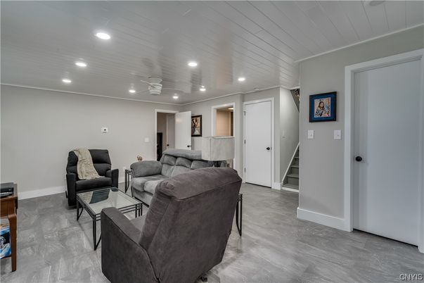 Interior, Living room, Recessed Lighting, Wood Texture Flooring