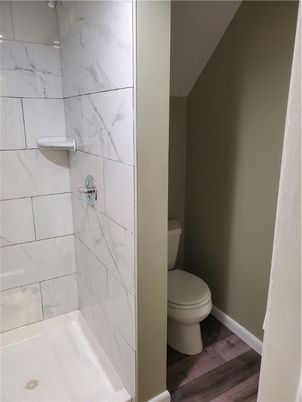 Bathroom, Interior, Marble Walls, Wood Texture Flooring