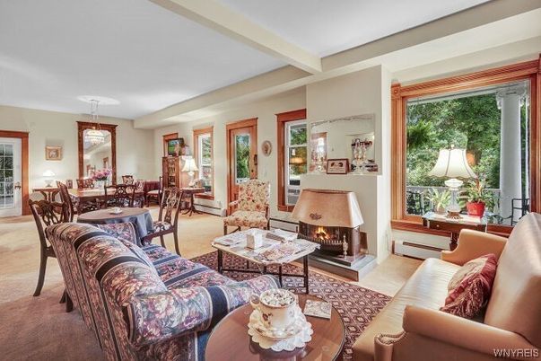 Dining room, Fireplace, Interior, Living room, Pendant Lights