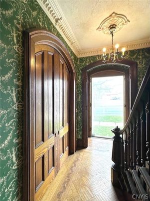 Chandelier, Interior, Wood Texture Flooring