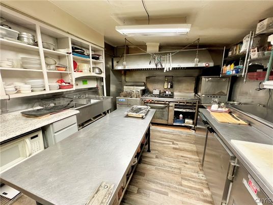 Interior, Kitchen, Pendant Lights, Stainless Steel Appliances, Wood Texture Flooring