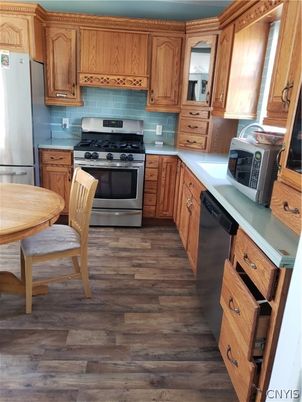 Interior, Kitchen, Stainless Steel Appliances, Wood Texture Flooring