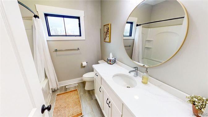 Bathroom, Dual Sink Vanities, Interior, Wood Texture Flooring