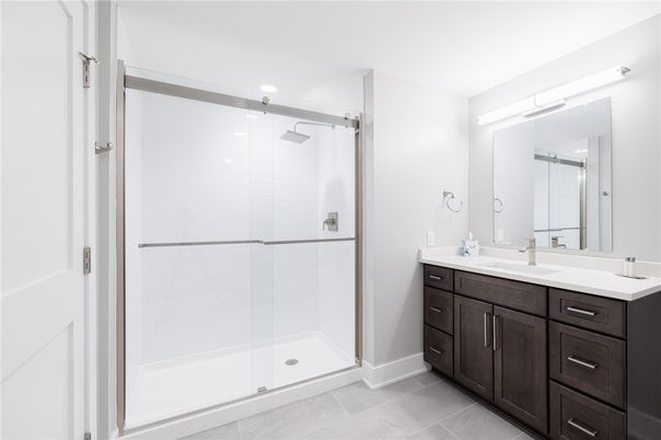 Bathroom, Dual Sink Vanities, Glass Shower, Interior