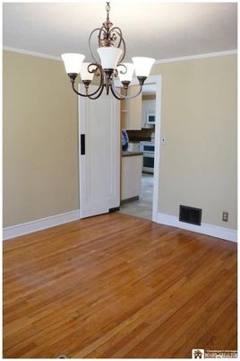 Chandelier, Empty room, Interior, Kitchen, Wood Texture Flooring