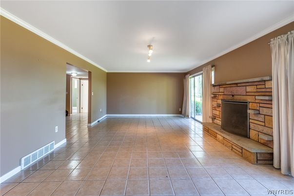 Empty room, Fireplace, Interior