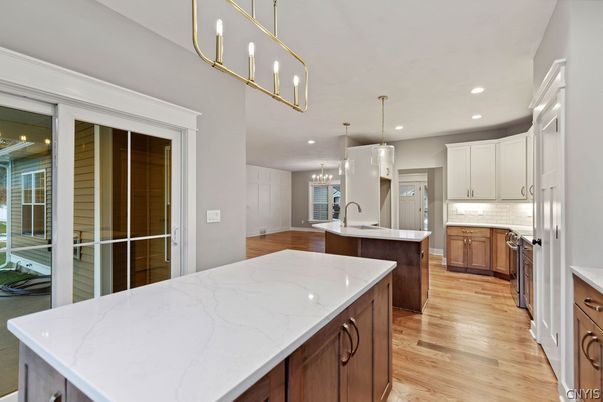 Interior, Kitchen, Pendant Lights, Recessed Lighting, Wood Texture Flooring