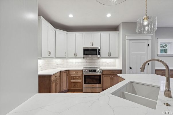 Interior, Kitchen, Pendant Lights, Recessed Lighting, Stainless Steel Appliances