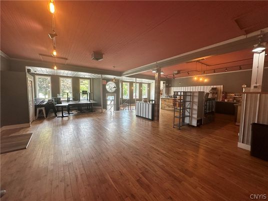 Dining room, Interior, Kitchen, Pendant Lights, Wood Texture Flooring