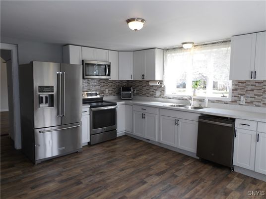 Interior, Kitchen, Stainless Steel Appliances, Wood Texture Flooring