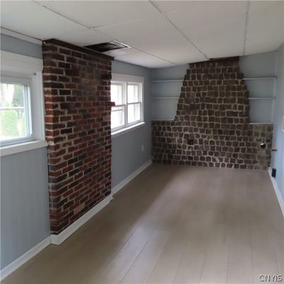 Empty room, Interior, Stone Walls, Wood Texture Flooring