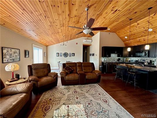 Interior, Kitchen, Living room, Pendant Lights, Recessed Lighting, Wooden Ceilings, Wood Texture Flooring