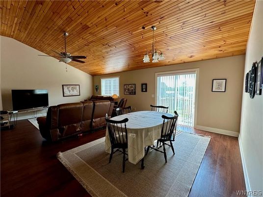 Dining room, Interior, Living room, Pendant Lights, Wooden Ceilings, Wood Texture Flooring